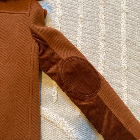 Tory Burch Lancaster Wool Fur Chevron Coat Orange - Picture 11 of 12